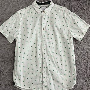 Denim and flower button up shirt Large